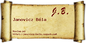Janovicz Béla névjegykártya